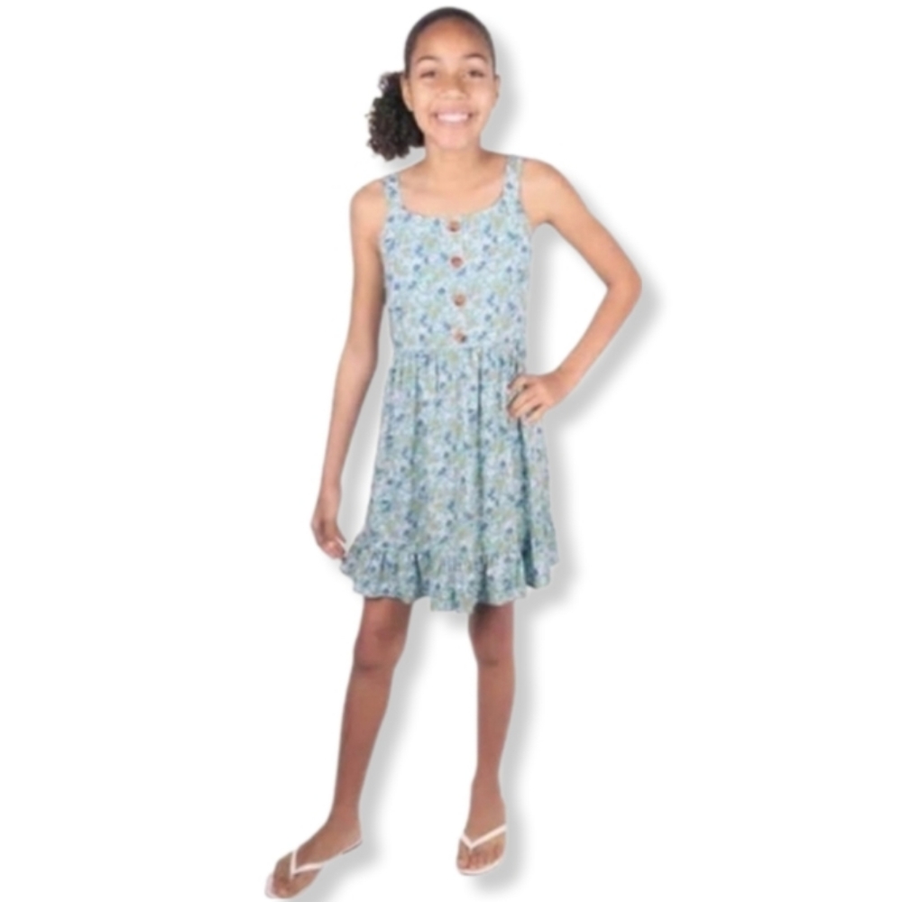 Youth Dress 14-16 Large mint blue floral K-100